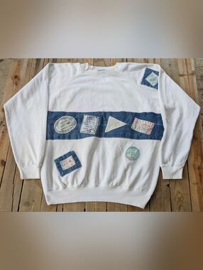 vintage '80s Jean magic of fort Lauderdale Cut & Sew Denim patched sweatshirt